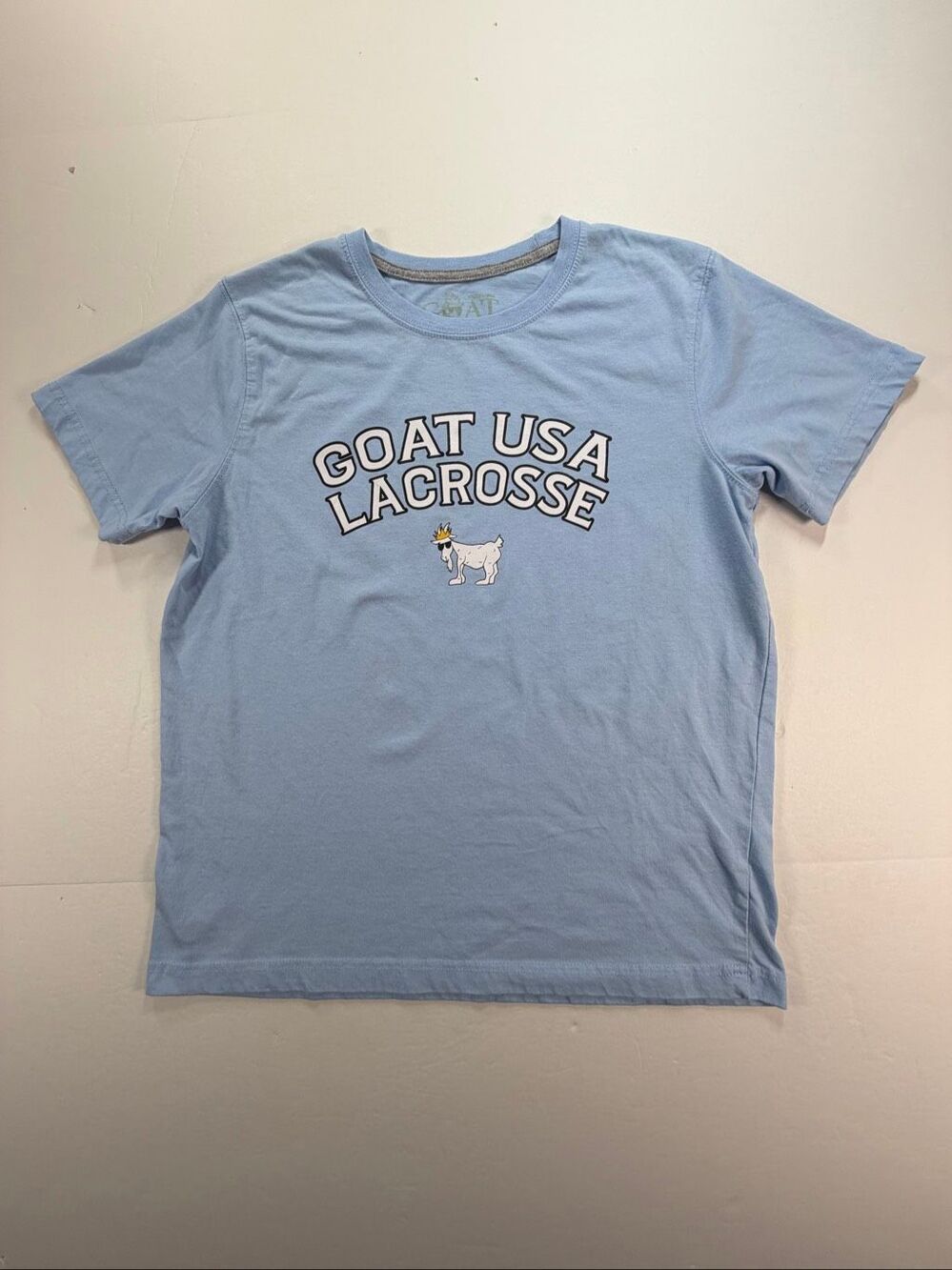 GOAT USA Lacrosse T Shirt Size Youth Large Graphic Tee Crown Goat Short Sleeve